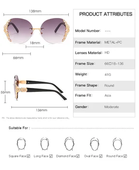 Nové klasické módne diamond slnečné okuliare osobnosti bez obrúčok ženské okuliare uv400 trend slnečné okuliare veľkoobchod