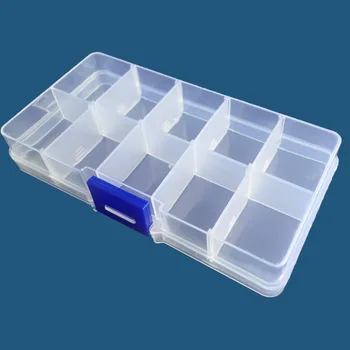 Transparentné 10 Mriežky Úložný Box Organizátor Prípade Cajas Organizadora Ukladanie Plastové Okno Šperky Korálky Pilulku Skrutku Organizador
