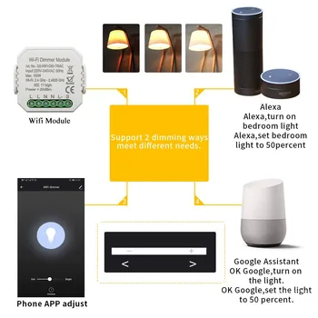 Wifi Smart Svetlo LED Dimmer Prepínač 220V Modul 1/2 Gang Tuya APP Jas Bezdrôtové Diaľkové Ovládanie Časovač s Domovská stránka Google Alexa