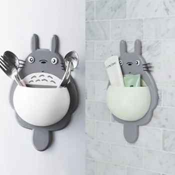 Multifunkčné Kefka Držiteľ Cartoon Totoro Silné Prísavky Wall Mount prútika Držiteľ Kúpeľňa Sacie Organizátor Accessori