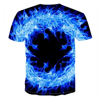 2021 Módnej Značky Krátky Rukáv, Modrý plameň Muži T-Shirt 3D Vytlačené v Lete O-Krku Každodenné Bežné Zábavné Nadrozmerné Ulici Mikiny