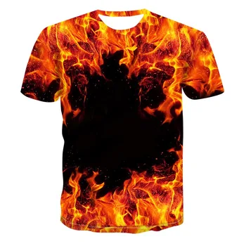 2021 Módnej Značky Krátky Rukáv, Modrý plameň Muži T-Shirt 3D Vytlačené v Lete O-Krku Každodenné Bežné Zábavné Nadrozmerné Ulici Mikiny