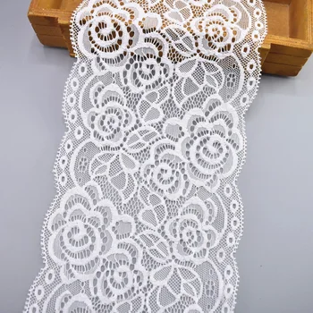 Elastické Biele Čipky Stuhou Afriky Čipky Textílie Šitie Pružnosť Čipky nášivka Vyšívané Čipky Výbava Svadobné Oblečenie Príslušenstvo