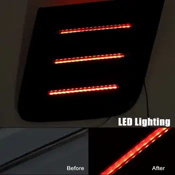 1 Pár Black Kapota Prieduch chladiče Červené LED Svetlo Vzduchu Výbava Nálepky Kryt Pre Ford Mustang Pre 2018-2019