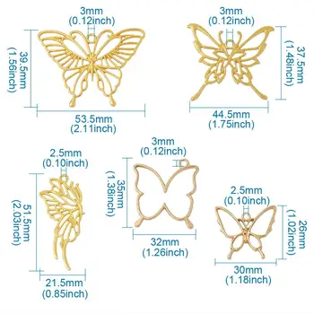 10pcs/set Zliatiny Otvorte Zadný Rám Prívesky Pre DIY UV Živice Epoxidové Živice Stlačené Kvetinové Šperky Motýľ Tvar Zlatá Farba