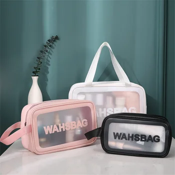Tote Kozmetická Taška Transparentné PVC Wash Bag Large Nepremokavé Lettered Starostlivosti o Pleť Úložný Box Ženy make-up Taška toaletné Potreby Organizátor