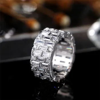 VAGZEB Luxusné 925 Sterling Silver Ženy Snubné Prstene Geometrické AAA CZ Kameň Jednoduchý Štýlový Ženské Príslušenstvo Vyhlásenie Šperky