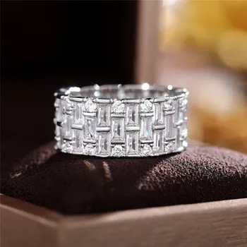 VAGZEB Luxusné 925 Sterling Silver Ženy Snubné Prstene Geometrické AAA CZ Kameň Jednoduchý Štýlový Ženské Príslušenstvo Vyhlásenie Šperky