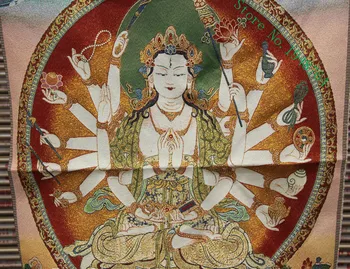 36 pulgadas de seda bordado del Tibete 18 manos Maha Cudi madre Buda pintura de thangka nástenná maľba