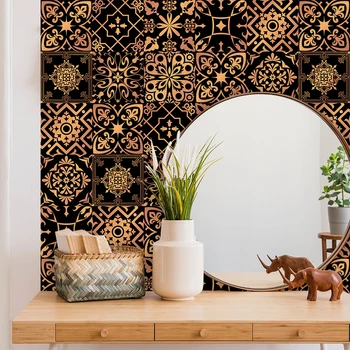 Maroko Štýl Kvetinový Ornament Keramické Dlaždice, Stenové Nálepky, Umývadlo, Skriňa Dekorácie, Tapety Peel & Stick PVC Umenie nástennú maľbu