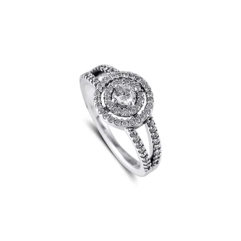 925 Sterling Silver Šperky Prstene pre Ženy Šumivé Dvojité Halo Krúžok 2021 Matky snubný Prsteň Darček Pre Priateľov, Veľkoobchod