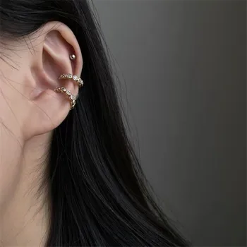 Móda Zirkón kórejský Kovové Ucho Putá Náušnice pre Ženy, Dievčatá, Fake Piercing Chrupavky Náušnicu v Uchu Kosti Klip Príslušenstvo Šperky