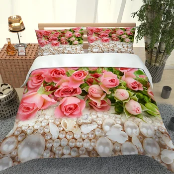Ružové Ruže 3D posteľná bielizeň Nastaviť Kvet, Elegantné, Romantické 2/3 Ks Obliečky Kryt Nastaví obliečka na Vankúš Mikrovlákna Posteľná bielizeň King Size Queen