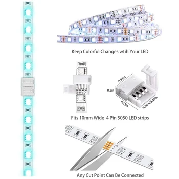 4Pin RGB LED Svetelné Pásy Zadarmo Spájkovanie 10 mm Konektor Pásy Gapless Solderless Terminálový Adaptér Predĺženie Connector3/10/20/30Pc