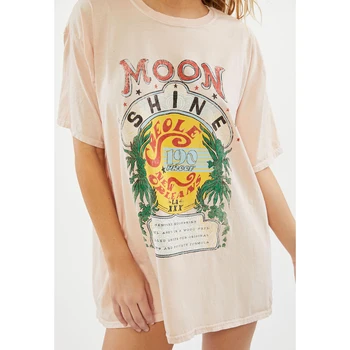 Pirát Zvedavosť Moonshine T-Shirt Dress Ženy Lete 2021 Bežné Nadrozmerné Tee Košele, Topy Vintage Bavlnené Tričko tričko Femme