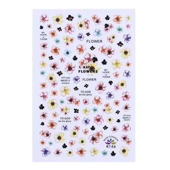 1 Ks Maľované Flower Nail Art Dekorácie, samolepiace Nálepky na Nechty, Priesvitné francúzsky Leštenie Dizajn Nechtov Príslušenstvo