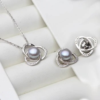 925 Silver Skutočnou Perlou Šperky Sady,Sladkovodné Perly kórejský svadobné Šperky Set pre Ženy, Šperky, Zásnubné