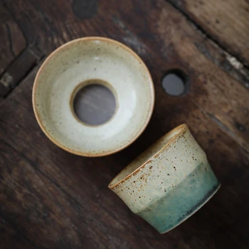 CHANSHOVA Čínsky retro štýl keramické čaj ifilters príslušenstvo čajové sitko filtra šálku čaju 2-dielna sada Teaware Príslušenstvo H534