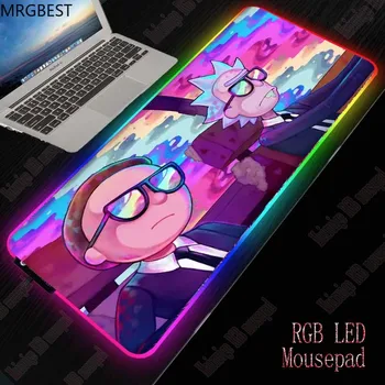 MRG Anime Ricka a Morty Veľké RGB LED 7 Farieb USB Káblové Osvetlenie Herné Hráč Farebné Podložka pod Myš pre Notebook Mat