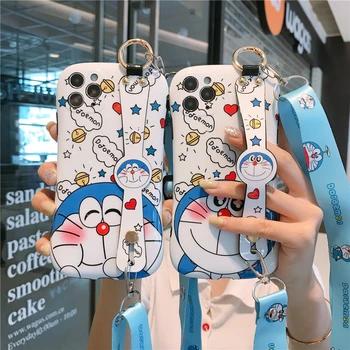 Japonsko Comics Doraemon Náramok ozdobná šnúrka na uniforme Telefón puzdro pre iPhone 11 12 Mini Pro X XR XS MAX 7 8 Plus SE 2020 Anti-jeseň Zadný Kryt