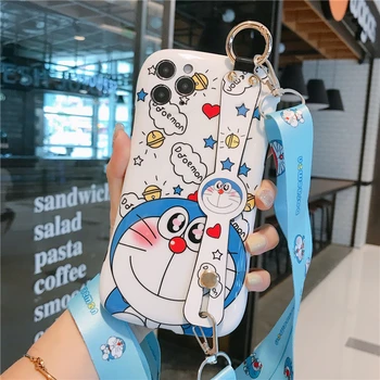 Japonsko Comics Doraemon Náramok ozdobná šnúrka na uniforme Telefón puzdro pre iPhone 11 12 Mini Pro X XR XS MAX 7 8 Plus SE 2020 Anti-jeseň Zadný Kryt