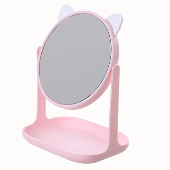 COSTWAY 2020 Nový make-up Zrkadlo Dámy make-up S úložným Ploche 360 Rotujúce Zrkadlo Okrúhly Tvar Kozmetické Zrkadlá Izba Pre Dievča