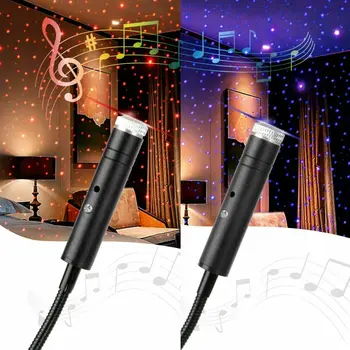 Synchronizácia hudby USB Prenosné Automobilové Strechy Projektor Star Nočné Svetlo Nastaviteľné LED Galaxy Atmosféru Svetlo Interiéru Stropné Lampy