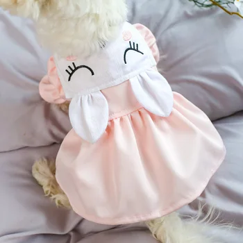 Psa oblečenie na jar a leto, nové ospalý bunny sukne králičie uši princezná šaty mačka šaty