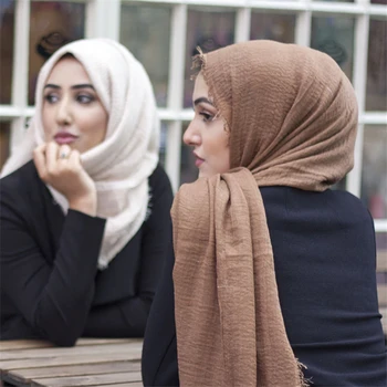 JTVOVO RUNMEIFA 2021New Moslimských Žien Farbou Pokrčené Módne Šatky Hot Hidžáb Voile Femme Musulman India Islamská Šatka