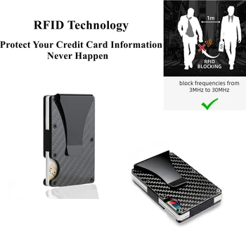 TANGMO Uhlíkových Vlákien Držiteľa Karty Mini Slim Peňaženky Mužov Hliníka Kovové RFID Magic Peňaženky Tenké Muž Peňaženky Peniaze Taška Peňaženky