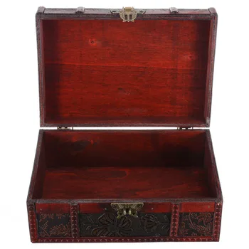 Vintage Veľké Drevené Dekoračné Šperky Zámok Hrudníka Ručné Trinket Úložný Box ForHome Dekorácie Držiteľ Kontajner