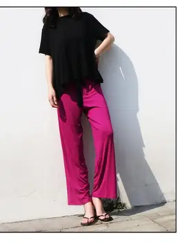 Dva-kus ženskej modálne lenivý voľné a jednoduchý vonkajší nosiť pyžamo pyžamo čistý hit red farba obleku