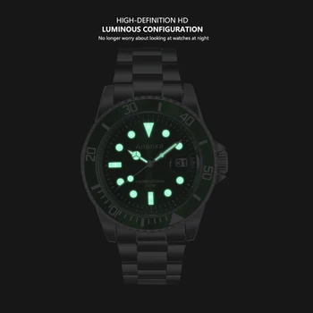 Ananke Zelené Pánske Luxusné Hodinky Značky Quartz Náramkové Hodinky z Nerezovej Ocele, Vodotesné Svetelný Sledujte Muž Muži Móda hodinky