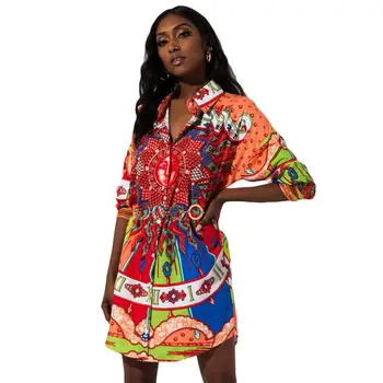 Móda Afrike Sexy Oblečenie Žien, Stredný Východ Tričko Šaty Bežné Tlačené Voľné Plus Veľkosť nočný klub party Šaty červené Dropshipping