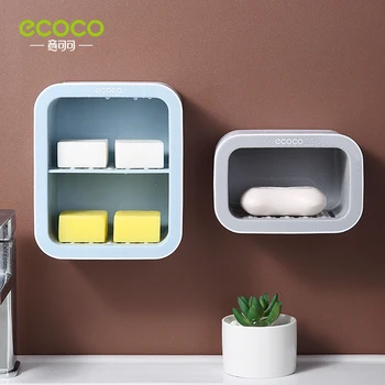 ECOCO Svetlo Luxusné Mydlo Box Kúpeľňa úložná Polička Mydla, Držiak na Stenu Stojan pre kúpeľňové Doplnky Nastaviť