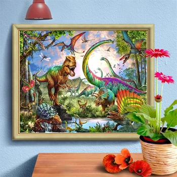 AMY - Úplné Kolo/štvorcových Diamond Maľovanie Dinosaura Zvierat 5D Diamond Umenie Výšivky Domov Dekor Ručné