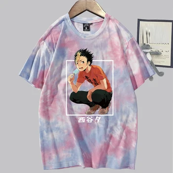 Vtipné Anime Haikyuu Tshirts Yu Nishinoya Tlač Cartoon T-shirt Muži Ženy Estetické Krátky Rukáv Harajuku tie-dye Tee Unisex Topy