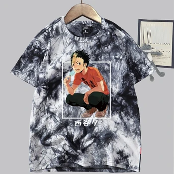 Vtipné Anime Haikyuu Tshirts Yu Nishinoya Tlač Cartoon T-shirt Muži Ženy Estetické Krátky Rukáv Harajuku tie-dye Tee Unisex Topy