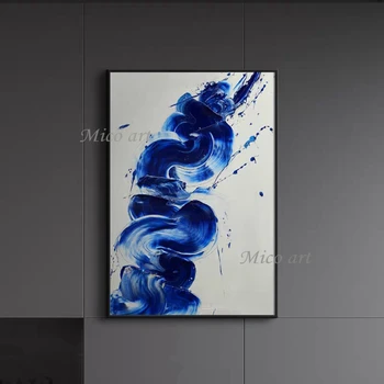 Modrá Farba Abstraktné Obrazy Moderné Olejomaľba Na Plátne Domáce Dekorácie Obývacia Izba Obrázky Handpainted Obrázok Č Rámovanie