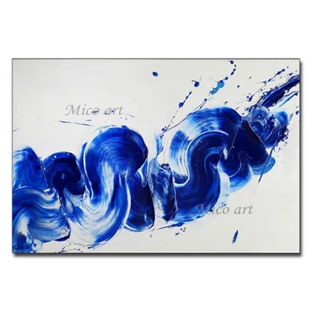 Modrá Farba Abstraktné Obrazy Moderné Olejomaľba Na Plátne Domáce Dekorácie Obývacia Izba Obrázky Handpainted Obrázok Č Rámovanie