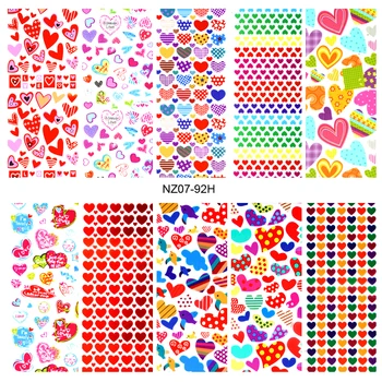 1Box Srdce Nechtov Fólia na Prenos/Holografické Vzory Fólie Stickers10 Kotúčoch 4*100 cm Love&Kvetinové Vzory na Nechty, Umelecké Papierové Nálepky &*&