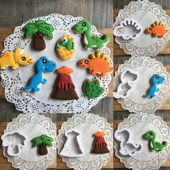 8pcs 3D Dinosaura súbory Cookie Cutter Čokoládový Fondant Formy Biscuit Razba Plesne Dezert Pečenie Plastové Formy Na Tortu Dekor Nástroj