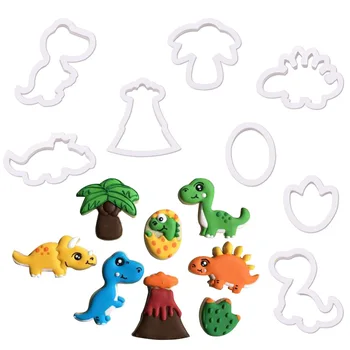 8pcs 3D Dinosaura súbory Cookie Cutter Čokoládový Fondant Formy Biscuit Razba Plesne Dezert Pečenie Plastové Formy Na Tortu Dekor Nástroj