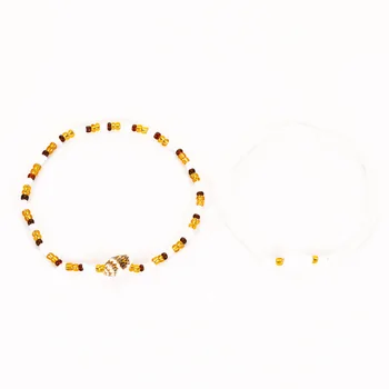 Európske a Americké Ručne tkané String Proso Korálky Strane Šperky Shell Conch Farebné Letné Beach Dvoch-dielny Set Náramok Ženy