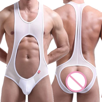 Oka Undershirts Milenec Popruh Mens Transparentné Bielizeň String Otvoriť Zadok Kombinézach Fitness Zápas Singlet Kombinézach Plavky