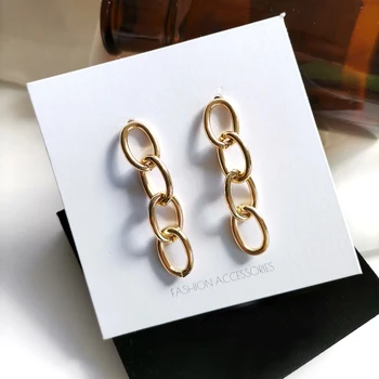 Duté Odkazy Visiace náušnice pre Ženy, Zlatá Farba Kovu Geometrické Vyhlásenie Nezvyčajné náušnice pendientes ucho šperky 2021