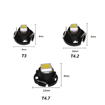10PCS Led Lampa T3 T4.2 T4.7 Auto Žiarovka 12V Auto Interiéru Centrálne Ovládanie Osvetlenia Nástroj Svetlá