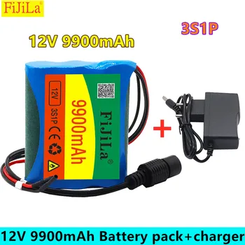 Nový 12 V 9900 mAh 3S1P Batterie Au Lítia 18650 Batterie Au Lítium-Pack Ochrany Conseil Nabíjateľná 1A Chargeur