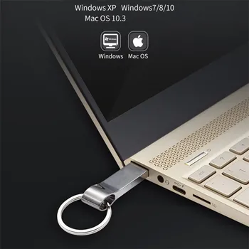 2020 hot predaj Vodotesné Kovové USB Flash Disky pen drive 64 GB 32 GB, 16 GB 8 GB 4 GB Flash Drive s krúžok na kľúče USB Flash Ovládač