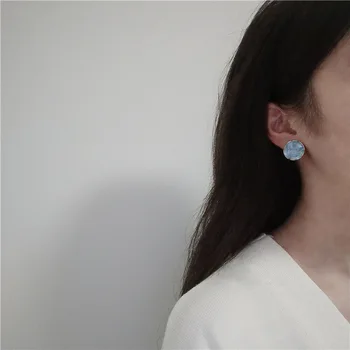 Non-prepichnúť silikónové ušné klip náušnice kórejský temperament asymetrické modrá nepravidelný osobnosti retro náušnice